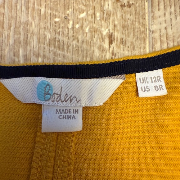 Boden Mustard 3/4 Sleeve Shift Dress Pockets US 8 - Picture 7 of 10
